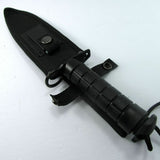 Survivor Hunting Knife Black Tactical Rambo Style w/ Survival Kit