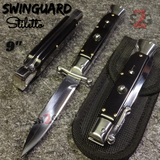 Automatic Switchblade Knives Buffalo Horn Swing Guard Italian Style 9 Inch Italy Swinguard Stiletto Knife