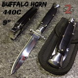 Automatic Switchblade Knives Buffalo Horn Swing Guard Italian Style 9 Inch Italy Swinguard Stiletto Knife