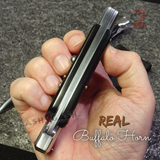 Italian Swinguard Automatic Knife Real Buffalo Horn Switchblade Damascus Knives Stiletto Swing Guard 9 Inch Italy