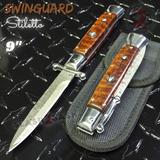 Automatic Switchblade Knives Raindrop Real Damascus Exotic Snakewood Teardrop Swing Guard Italian Style 9 Inch Italy Swinguard Stiletto Knife