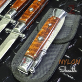 Automatic Switchblade Knives Raindrop Real Damascus Exotic Snakewood Teardrop Swing Guard Italian Style 9 Inch Italy Swinguard Stiletto Knife