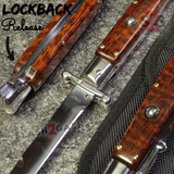 Automatic Switchblade Knives Exotic Snakewood Swing Guard Italian Style 9 Inch Italy Swinguard Stiletto Knife