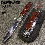 Automatic Switchblade Knives Exotic Snakewood Swing Guard Italian Style 9 Inch Italy Swinguard Stiletto Knife