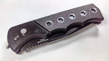 Black Tactical Grip Automatic Knife Serrated w/ Saftey Lock
