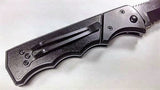 Black Tactical Grip Automatic Knife Serrated w/ Saftey Lock