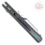 Tanto Warrior OD Green Automatic Knife Premium Switchblade - TAIWAN Satin Finish Serrated