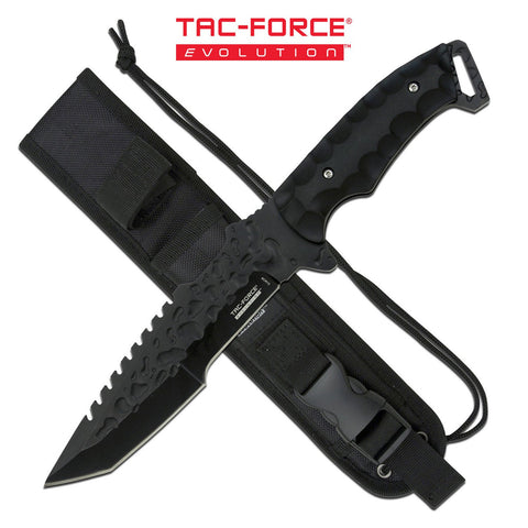 Tanto Fixed Blade Knife Black Tactical Fighter w/Sheath - 8Cr13