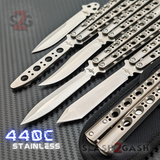 The ONE Titanium Butterfly Knife with BUSHINGS 440C Channel Balisong - 40 42 43 46 47 clone with Spring Latch