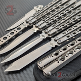 The ONE Titanium Butterfly Knife with BUSHINGS 440C Channel Balisong - 40 42 43 46 47 clone with Spring Latch