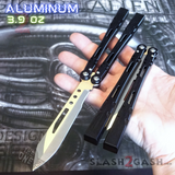 The ONE ALIEN Balisong Channel Butterfly Knife - Black Sharp w/ Bushings Live Blade Knives