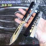 The ONE ALIEN Balisong Channel Butterfly Knife - Black Silver Sharp w/ Bushings Live Blade Knives