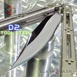 Titanium Balisong The ONE Butterfly knife w/ Bushings - (clone) Lizard Silver/Gray Mirror Blade D2 Steel