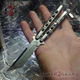 The ONE Butterfly Knife Small 7" Channel Balisong w/ Clip - Tanto 31 (clone) Stainless Steel SS Keen Blades
