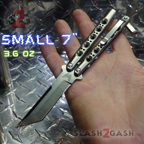 The ONE Butterfly Knife Small Channel Balisong w/ Clip - Tanto 31 (clone) Stainless Steel SS