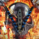The ONE BM40 clone Butterfly Knife Balisong Trainer w/ BUSHINGS Practice Black Blue Holes Safety Dull