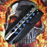 The ONE BM40 clone Butterfly Knife Balisong Trainer w/ BUSHINGS Practice Black Blue Holes Safety Dull