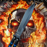 TheONE Butterfly Knife 440C Channel Balisong w/ BUSHINGS - Black 42 Blue Holes and Spring Latch