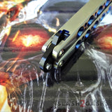 TheONE Butterfly Knife with BUSHINGS 440C Channel Balisong - Black 42 Blue Holes and Spring Latch