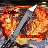 TheONE Butterfly Knife with BUSHINGS Channel Balisong Chrome BM47 Mirror Finish Best Version Spring Latch Slash2Gash S2G