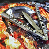 TheONE Butterfly Knife with BUSHINGS 440C Channel Balisong - Satin 42 Plain with Spring Latch