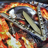 TheONE Butterfly Knife with BUSHINGS 440C Channel Balisong - Satin 42 Plain with Spring Latch
