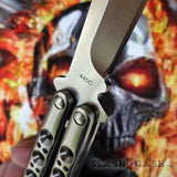 TheONE Butterfly Knife with BUSHINGS 440C Channel Balisong - Satin 42 Plain with Spring Latch