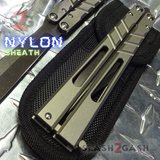 The ONE CHAB clone Butterfly Knife D2 TITANIUM Handle Balisong - Stonewash Black Blade Sheath