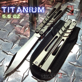 The ONE CHAB Balisong Clone Titanium Channel D2 w/ Bushings Butterfly Knife Grey Stonewashed S2G slash2gash