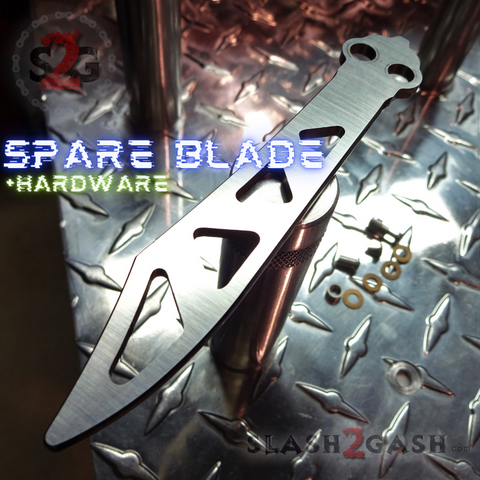 The ONE CHAB Clone Spare Trainer Blade Replacement Hardware Practice Balisong D2 Butterfly Knife w/ Bushings Pivots Washers Training S2G slash2gash