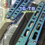 The ONE TITANIUM Balisong EX-10 (clone) Butterfly Knife w/ Bushings 440C Hardware - Blue/Teal
