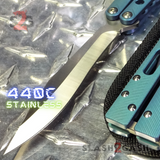 The ONE TITANIUM Balisong EX-10 (clone) Butterfly Knife w/ Bushings 440C - Blue/Teal