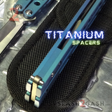 The ONE TITANIUM Balisong EX-10 (clone) Butterfly Knife w/ Bushings 440C Spacers - Blue/Teal