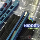 The ONE TITANIUM Balisong EX-10 (clone) Butterfly Knife w/ Bushings + Zen Pins - Blue/Teal