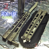 The ONE TITANIUM Balisong EX-10 (clone) Butterfly Knife w/ Bushings 440C - Gray/Silver