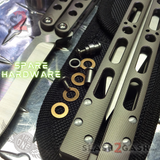 The ONE TITANIUM Balisong EX-10 (clone) Butterfly Knife w/ Bushings 440C Spare Hardware - Gray/Silver