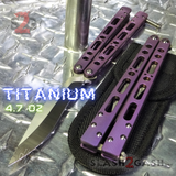 The ONE TITANIUM Balisong EX-10 (clone) Butterfly Knife w/ Bushings 440C - Purple