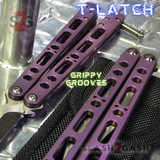 The ONE TITANIUM Balisong EX-10 (clone) Butterfly Knife w/ Bushings 440C Grip - Purple