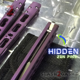 The ONE TITANIUM Balisong EX-10 (clone) Butterfly Knife w/ Bushings 440C Zen Pin - Purple