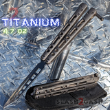 The One EX-10 clone Butterfly Knife Balisong Trainer Gray/Silver Titanium