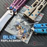 Balisong Spare Hardware Kit for The ONE EX-10 (clone) BLUE Replacement Pivots Bushings Washers Spacer Pins