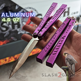 The ONE Channel Balisong FALCON Butterfly Knife w/ Zen Pins - ORIGINAL design Purple Sharp