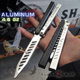 FALCON Balisong Trainer The ONE Butterfly Knife Black Blue Channel w/ Zen Pins - Practice Safe Dull