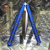 The ONE Channel Balisong KRAKEN (clone) Butterfly Knife w/ Bushings - Blue krake laken Bowie