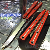 The ONE Channel Balisong KRAKEN (clone) Butterfly Knife w/ Bushings - Red krake laken Bowie Sharp