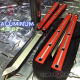 The ONE Channel Balisong KRAKEN (clone) Butterfly Knife w/ Bushings - Red krake laken Tanto Sharp
