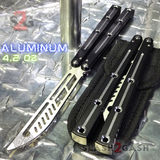 The ONE Channel Balisong KRAKEN (clone) Butterfly Knife w/ Bushings - Black krake laken Trainer Blade