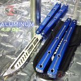 The ONE Channel Balisong KRAKEN (clone) Butterfly Knife w/ Bushings - Blue krake laken Trainer Blade