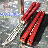 The ONE Channel Balisong KRAKEN (clone) Butterfly Knife w/ Bushings - Red krake laken Trainer Blade