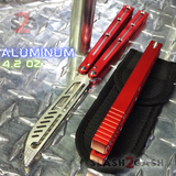 The ONE Channel Balisong KRAKEN (clone) Butterfly Knife w/ Bushings - Red krake laken Trainer Blade